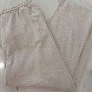 Womens Beige Wide Leg Sweatpants
